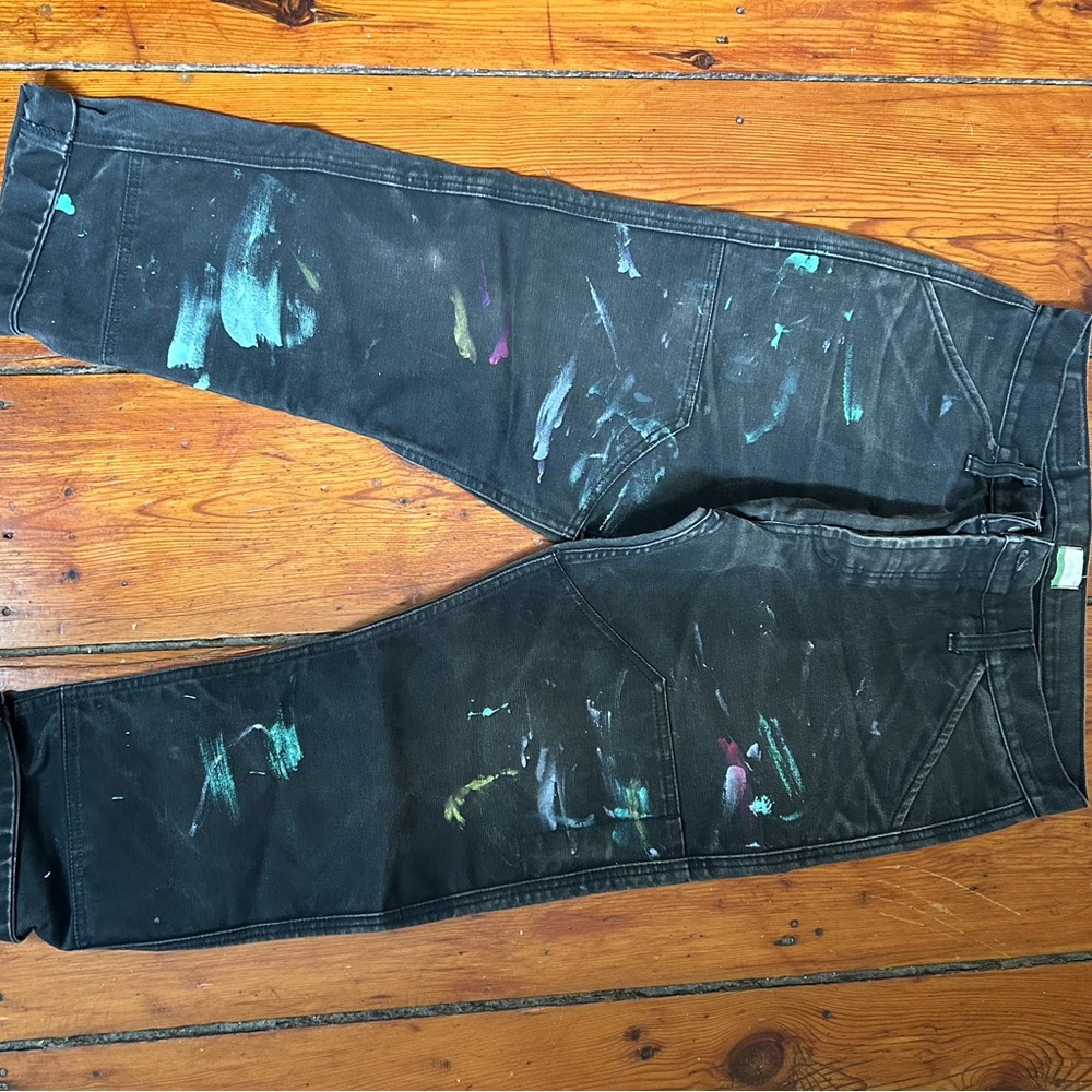 Black Paint-Splattered Jeans